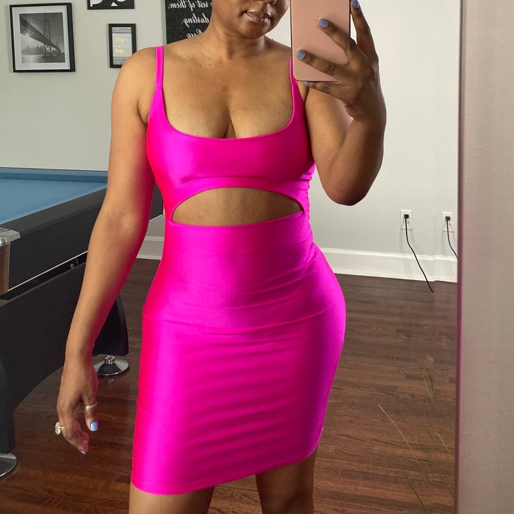 Hot pink cut out dress